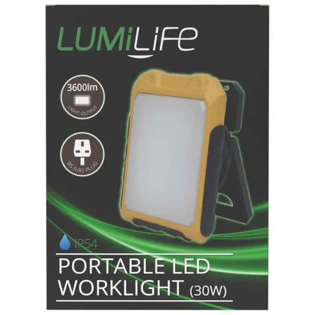 LUMILIFE 30W LED Portable Worklight 220‑240 V IP54 3600 Lumen (Model S30471)