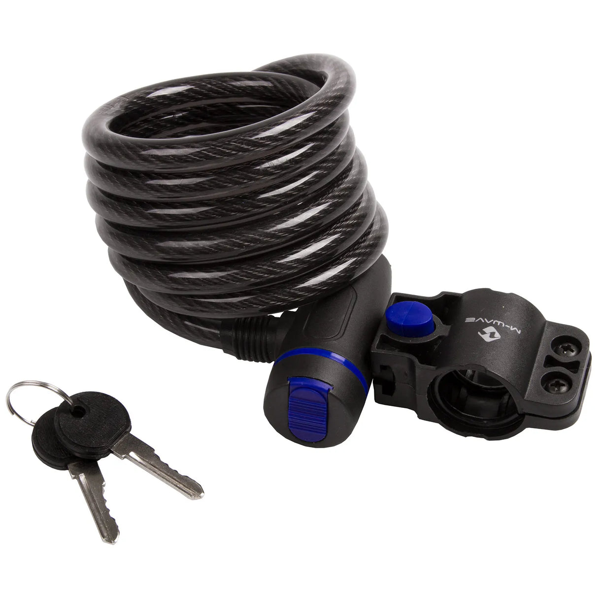 M-WAVE S 10.18 Spiral Cable Lock - 1800mm Bike Cable Lock with Key & Bracket