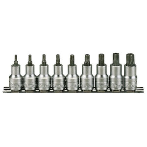 Teng Tools 1/2" Tx Bit Socket Clip Rail Set 9 Pieces