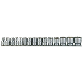 Teng Tools 1/2" Socket Clip Rail Set 12 Pt 15 Pieces