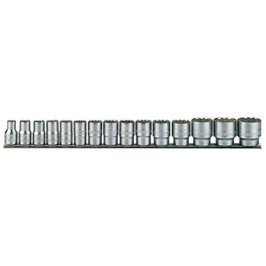 Teng Tools 1/2" Socket Clip Rail Set 12 Pt 15 Pieces