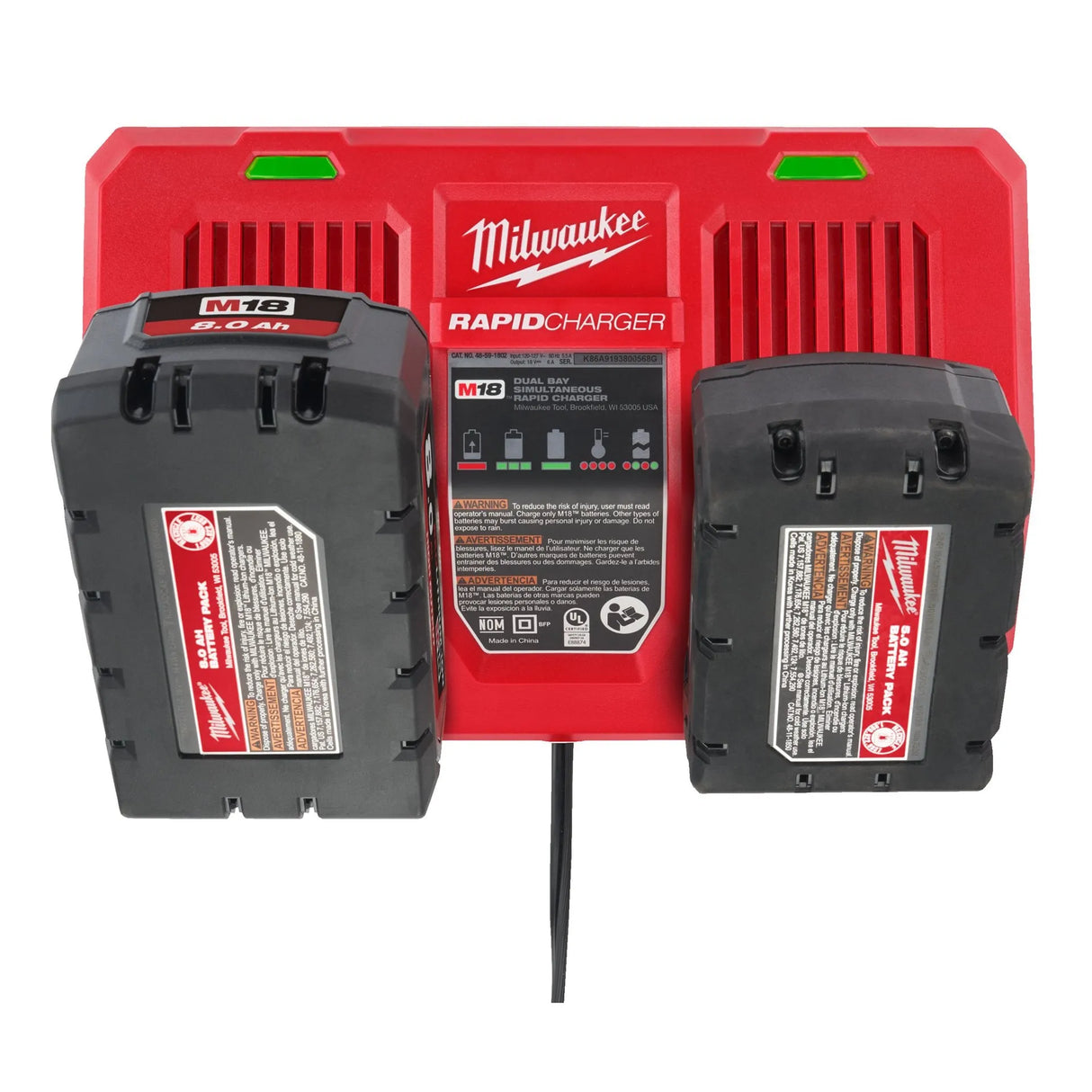 Milwaukee M18 Dual Bay Rapid Charger for M18 REDLITHIUM Batteries (M18 DFC)