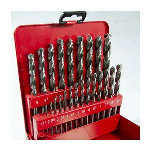 Jefferson 25Pc M2 Red Metal Box Drill Bit Set - High Wear Resistance, 1-13mm Sizes