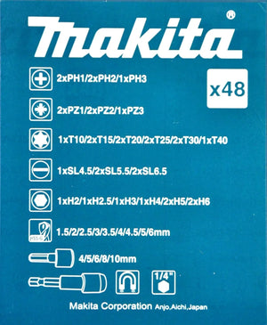 Makita B-36192 HSS-G 48-Piece Screw and Socket Set | High-Speed Steel for Metal Drilling and Screwdriving