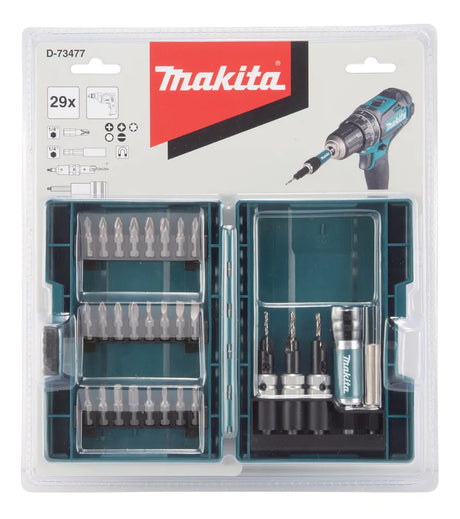 Makita D-73477 29 Piece Screw Bit & Drill Set | 1/4" Hex Shank with Magnetic Holder