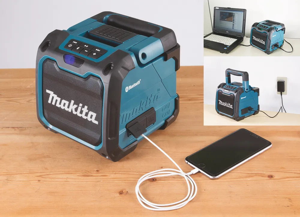 Makita DMR200 Bluetooth Speaker CXT/LXT | IP64 Rated, 12V/18V, Robust & High-Efficiency for Worksites