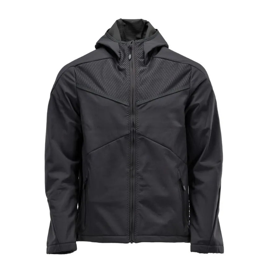 MASCOT Black Softshell Jacket - Hooded, Breathable & Windproof (22102-649-09)