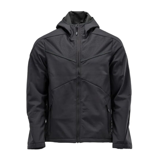 MASCOT Black Softshell Jacket - Hooded, Breathable & Windproof (22102-649-09)