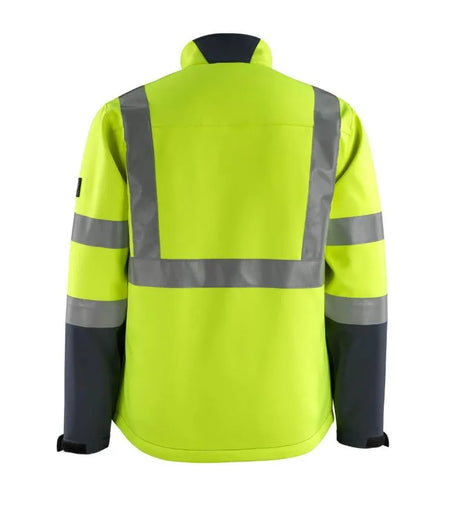 MASCOT Kiama Softshell Jacket - Yellow/Navy, Breathable, Reflective, OEKO-TEX Certified