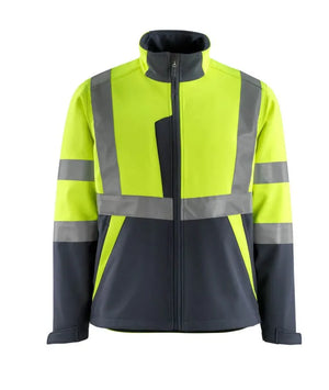 MASCOT Kiama Softshell Jacket - Yellow/Navy, Breathable, Reflective, OEKO-TEX Certified