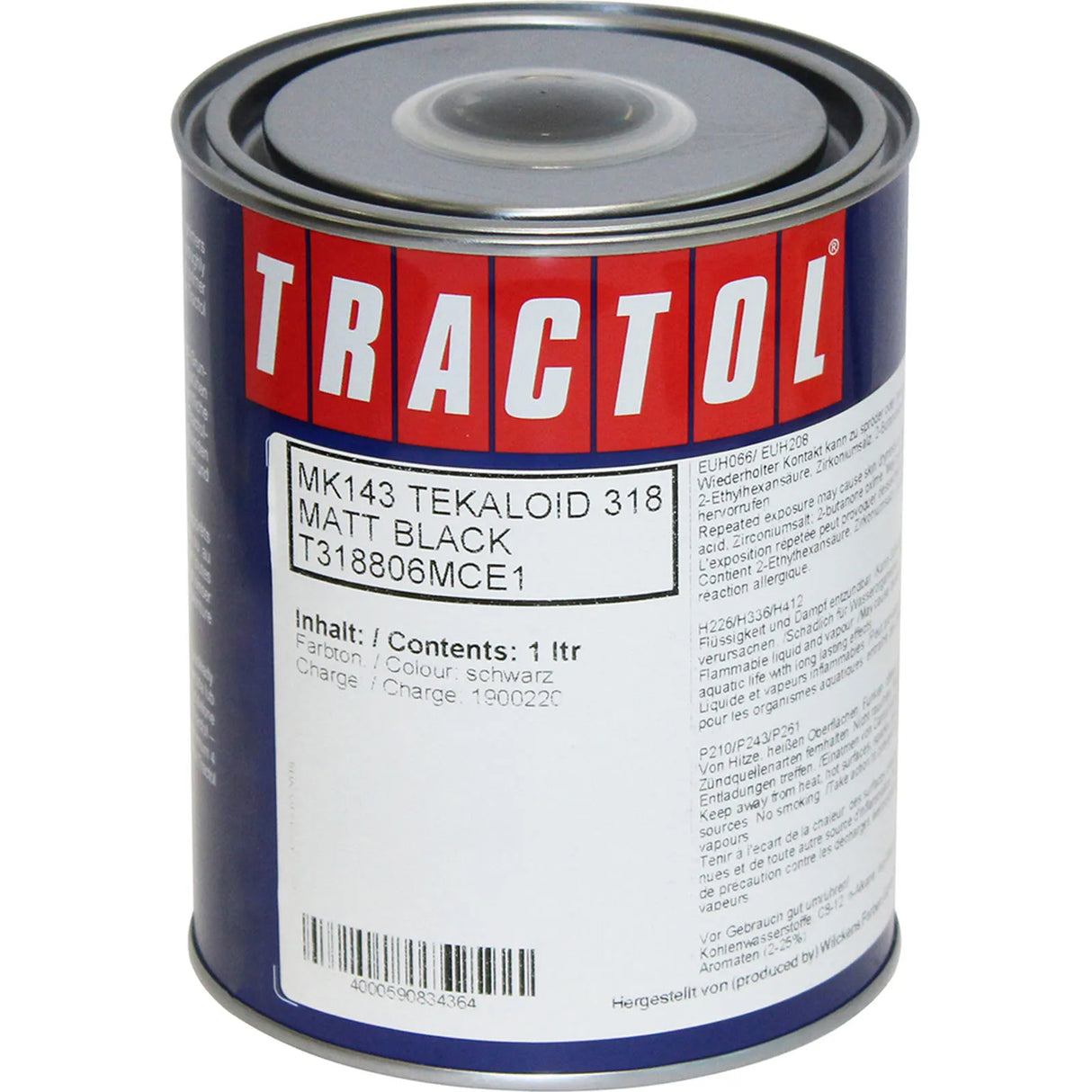 TRACTOL Matt Black High Gloss Paint 1 Litre - Durable Finish for Agricultural & Construction Equipment - MK143