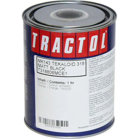TRACTOL Matt Black High Gloss Paint 1 Litre - Durable Finish for Agricultural & Construction Equipment - MK143