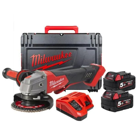 Milwaukee M18FSAGV115XPDB-502X 18V FUEL Grinder Kit with 2x5Ah Batteries & Charger