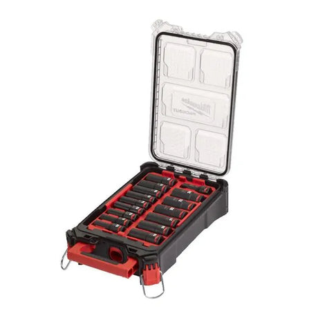 Milwaukee PACKOUT 16‑Piece ½″ Deep Impact Socket Set 4932480943 - Chrome‑Moly, 6‑Point, in Organizer Case