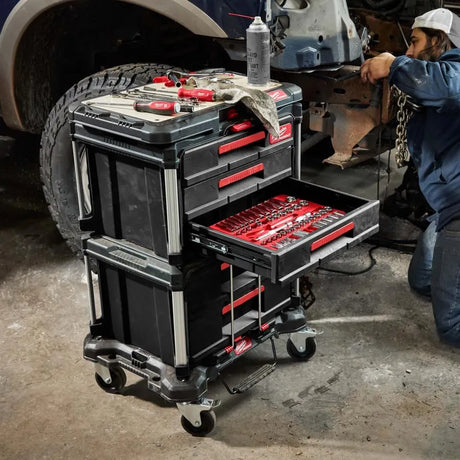 Milwaukee PACKOUT 3-Drawer Tool Box - Heavy-Duty Modular Storage System with 22 Kg Capacity