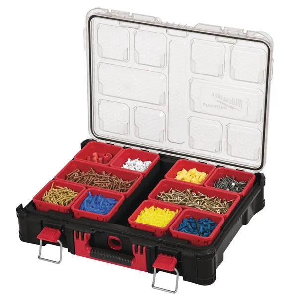 Milwaukee Packout Organizer with 10 Removable Bins, IP65 Rated - Durable Jobsite Storage