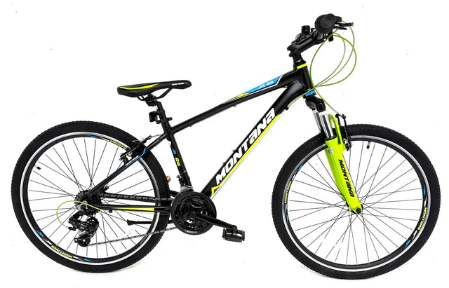 Montana Junior 26" Mountain Bike - Black/Green/Blue, 17" Alloy Frame, Shimano 21 Speed