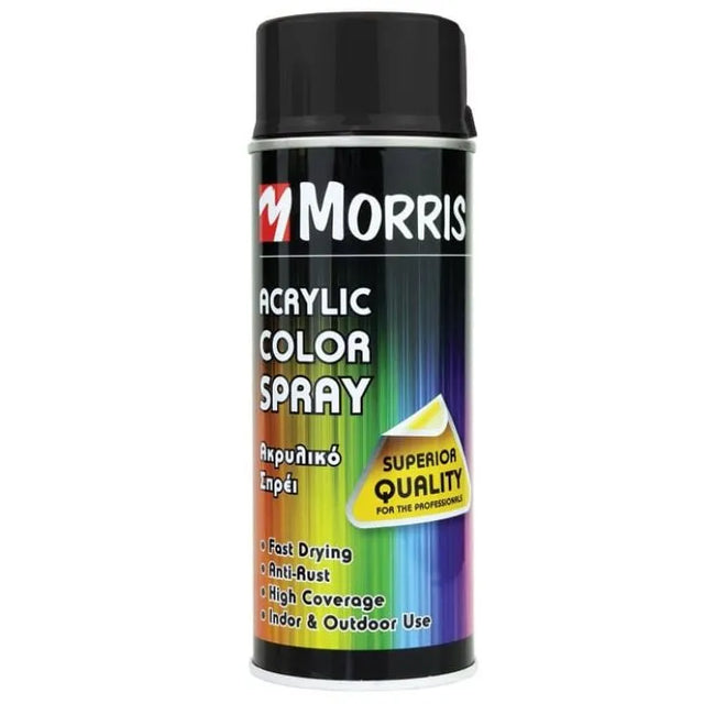 Morris Acrylic Spray Paint Matt Black 400ml - RAL 9005