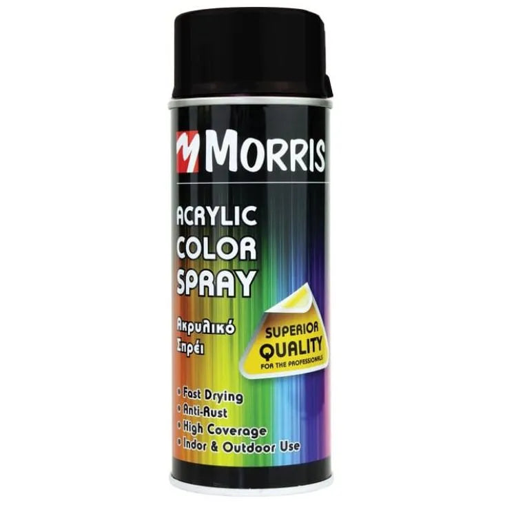 Morris Acrylic Spray Paint Jet Black 400ml - RAL 9005