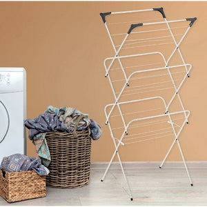 Moy 3-Tier Clothes Airer - Durable Galvanised Steel, Outdoor-Ready with Ground Pins