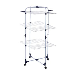 Moy Clothes Airer 3-Tier (Wheeled) - Portable, Galvanized Laundry Rack for Indoor & Outdoor Use