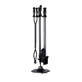 Moy Fireside 32" Premium Companion Set 5pc (Black) - Traditional Fireplace Tool Set with Stand