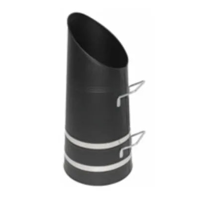 Moy Fireside Coal Hod Tall - Black with Chrome Trim, 21" Front Lip - Traditional Coal and Kindling Storage
