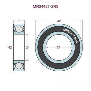MR24427-2RS Bearing - 24 x 42 x 7mm Sealed Ball Bearing