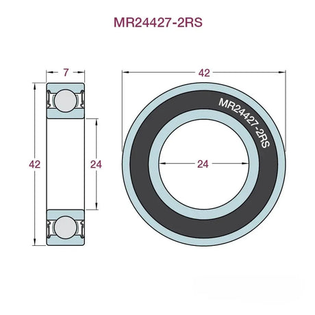 MR24427-2RS Bearing - 24 x 42 x 7mm Sealed Ball Bearing