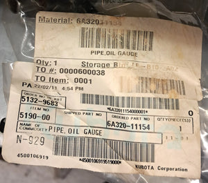 Kubota 6A320-11154 Oil Gauge Pipe - High-Quality Transmission Case Component