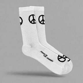 NMDK PEACE White Cycling Socks | Q-Skin Antibacterial Pro Fit Socks