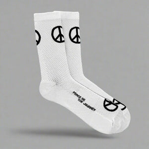 NMDK PEACE White Cycling Socks | Q-Skin Antibacterial Pro Fit Socks