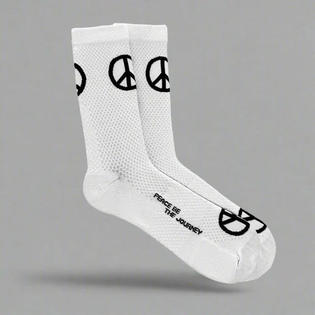 NMDK PEACE White Cycling Socks | Q-Skin Antibacterial Pro Fit Socks