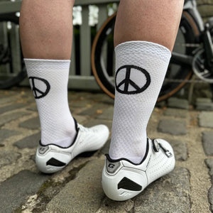 NMDK PEACE White Cycling Socks | Q-Skin Antibacterial Pro Fit Socks
