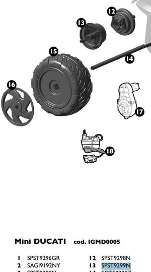 Peg Perego MINI Wheel Drive - SPST9299N for Ducati & Princess Ride-Ons