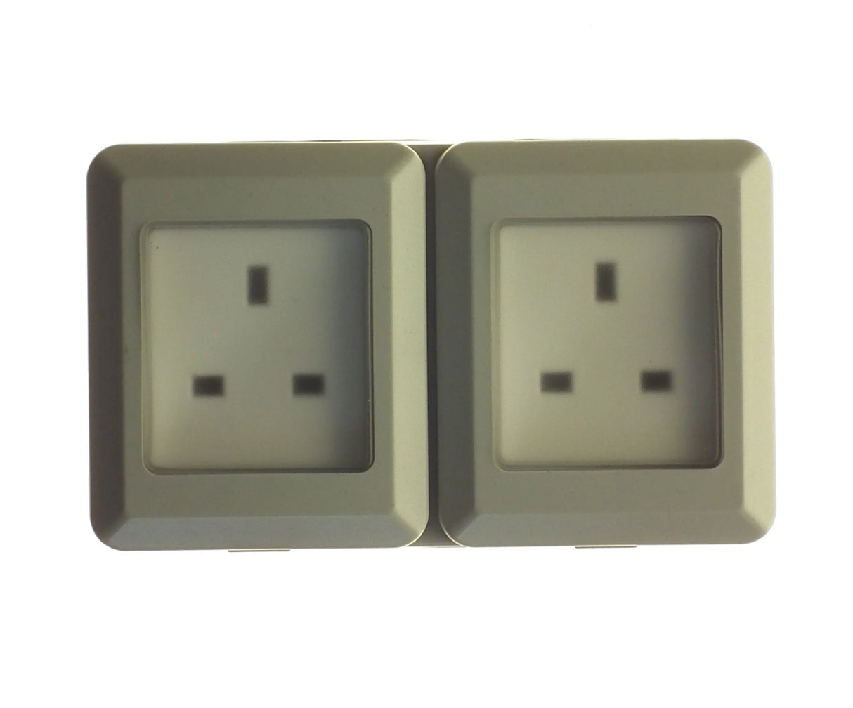 Powermaster 2 Gang Outdoor Damp Proof Socket - IP55 Rated