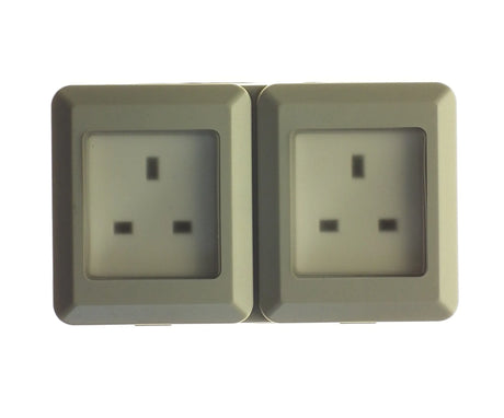 Powermaster 2 Gang Outdoor Damp Proof Socket - IP55 Rated