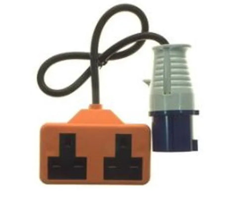 PowerMaster 16 Amp Blue Plug & 2‑Gang Rubber Socket (CEE26)