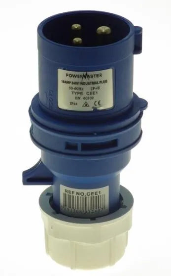 PowerMaster 16 Amp 220 V 2 Pin + Earth Blue Plug (CEE1)
