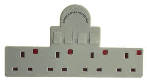 PowerMaster 4‑Way Direct Plug‑In Switched Surge‑Protected Adaptor - 13 A, 4 Gang (8544)