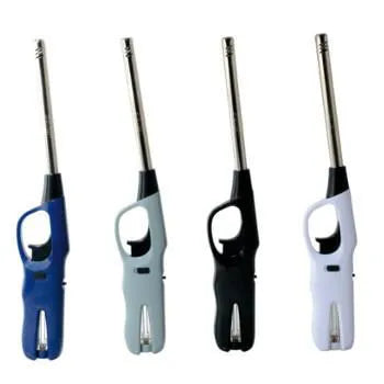 Prof Windproof Classic Long Neck Gas Lighter | Refillable Butane, Child-Resistant, Dual Flame Technology