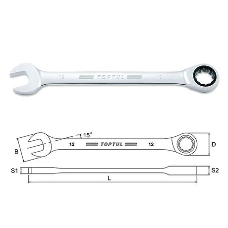 Toptul 22mm Pro-Series Ratchet Combination Wrench
