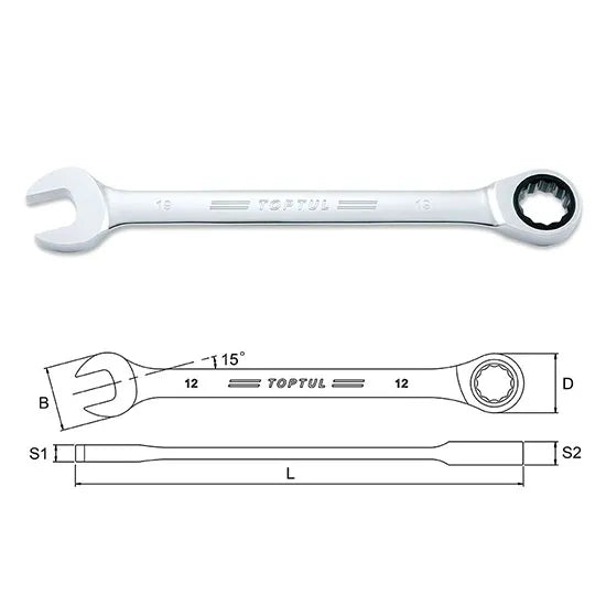 Toptul 24mm Pro-Series Ratchet Combination Wrench