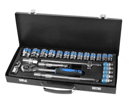 PROTOOL 24-Piece Socket Set with Metal Case - Durable, Comprehensive Mechanics Tool Set