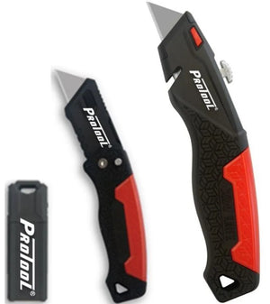 PROTOOL 27-Piece Utility Folding Knife with 25 Replacement Blades - Durable Folding Knife Set for Precision Cutting