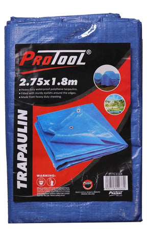 Protool Heavy Duty Tarpaulin 2.75M x 1.8M PTTC1118 | Durable Waterproof Outdoor Cover