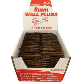 ProTool 8mm Brown Wall Plugs - 20 per strip