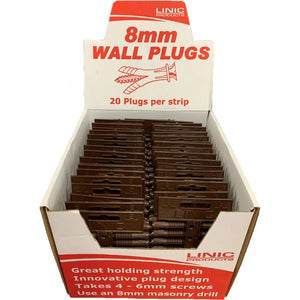 ProTool 8mm Brown Wall Plugs - 20 per strip