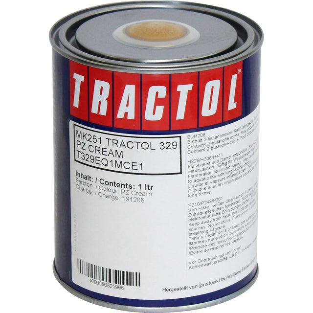 TRACTOL PZ Cream High Gloss Paint (T329) 1 Litre - Durable Finish for Agricultural & Construction Equipment