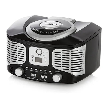 AKAI Retro Bluetooth CD Boombox with FM Radio - Black
